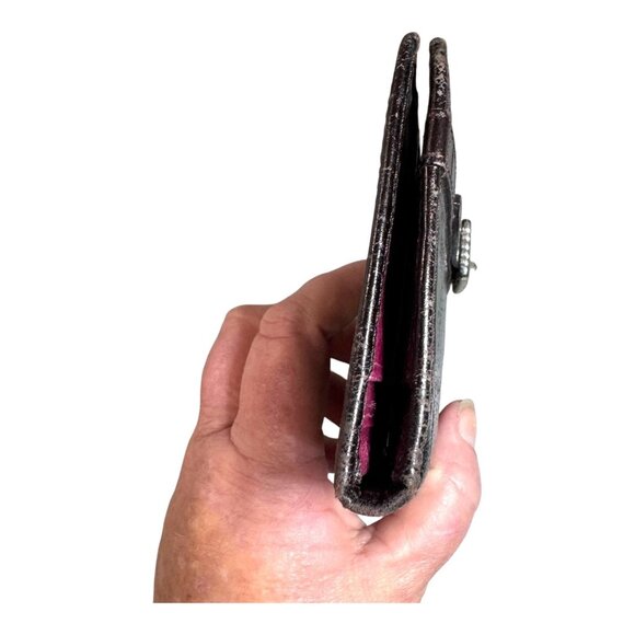 Brighton Card Folio Organizer Long Wallet Croc Embossed Brown Leather READ - Picture 9 of 12